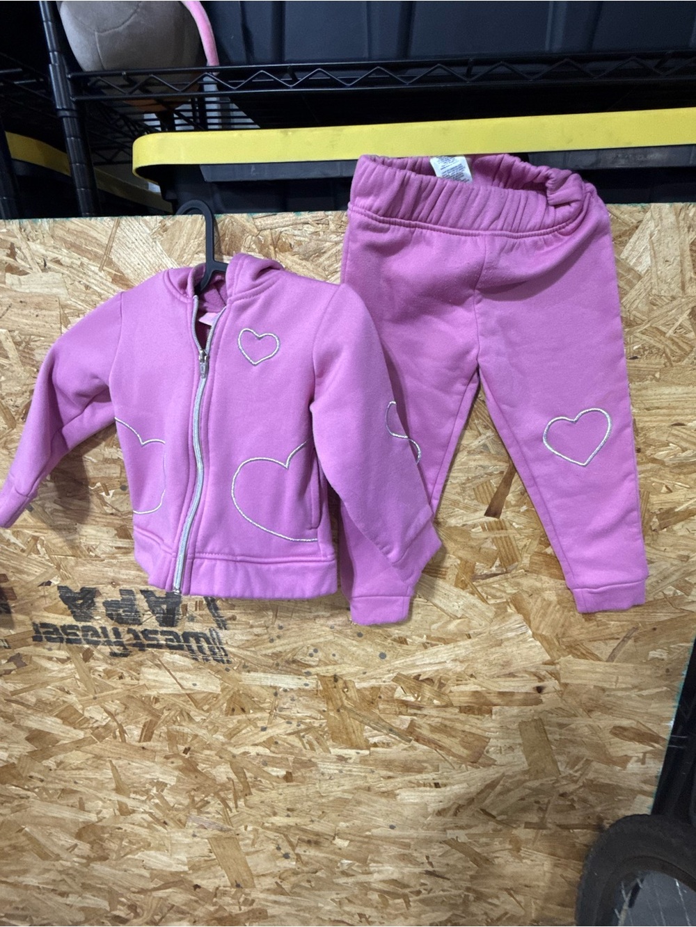 Pink Heart-Accent Kids Sweat Set - Jacket & Joggers